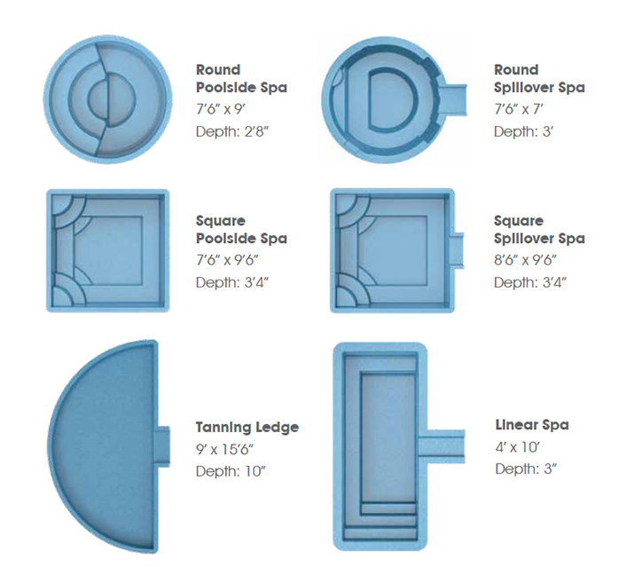 Fiberglass Poolside and Spillover Spas